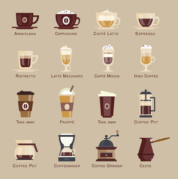 Coffee vector icon set menu.
