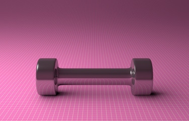 Metallic dumbbell on pink