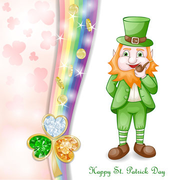 St. Patrick's Day card design with coins and clover