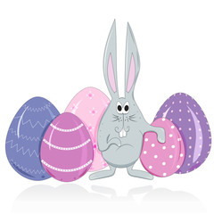 Easter bunny and eggs in a cartoon style vector