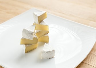 Slices of Camembert on the plate