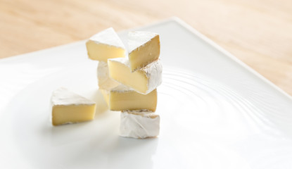 Slices of Camembert on the plate