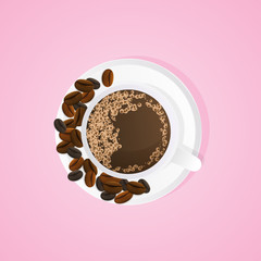 cup of coffee and coffee beans