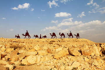 Camels caravan in the Negev desert