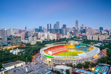 Beijing, China Cityscape Overlooking Workers Stadium