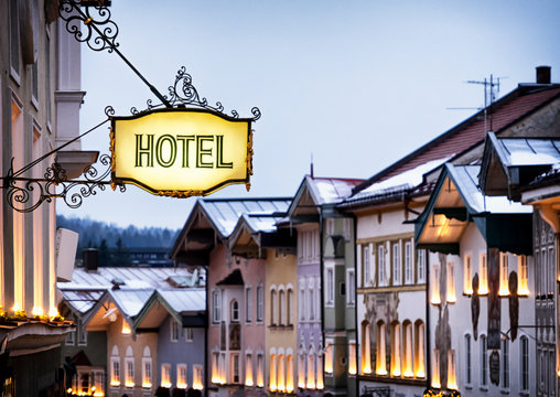 Hotel sign featuring hotel, entrance, and travel Hotel, Abstract photos, Photo p
