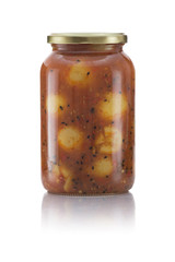 Glass Jar of Pickled Spicy Lemon