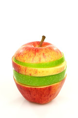apple made out of slices of two different colored apples