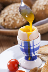 English breakfast on dark wooden table