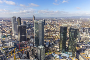 Fototapeta na wymiar aerial of the financial district in Frankfurt