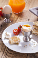 English breakfast on dark wooden table