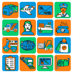Logistic cartoon icons color