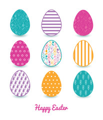 Vector Colorful Tulip Flowers Set of Nine Colorful Easter Eggs