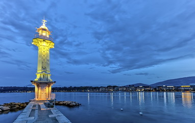 Lighthouse at the Paquis, Geneva, Switzerland, HDR