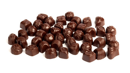 Set of tasty chocolates isolated on a white background