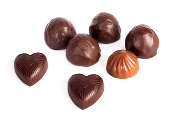 Set of tasty chocolates isolated on a white background
