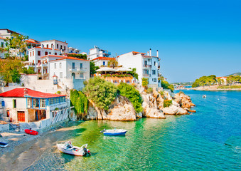 the Old part in town of island Skiathos in Greece - obrazy, fototapety, plakaty
