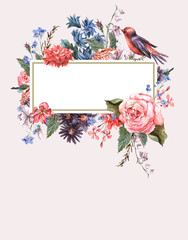 Floral Vintage Card with roses