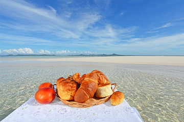 南国の美しいビーチとパン