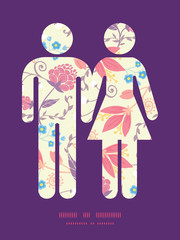 Vector fresh field flowers and leaves couple in love silhouettes