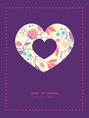 Vector fresh field flowers and leaves heart symbol frame pattern