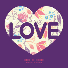 Vector fresh field flowers and leaves love text frame pattern