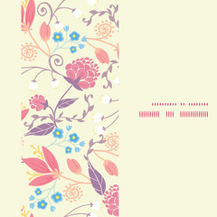 Vector Fresh Field Flowers and Leaves Vertical Frame Seamless