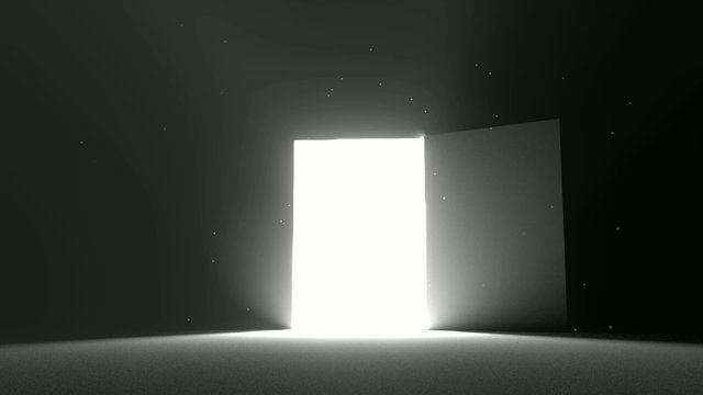 Door open to bright white light new opportunity epiphany afterli