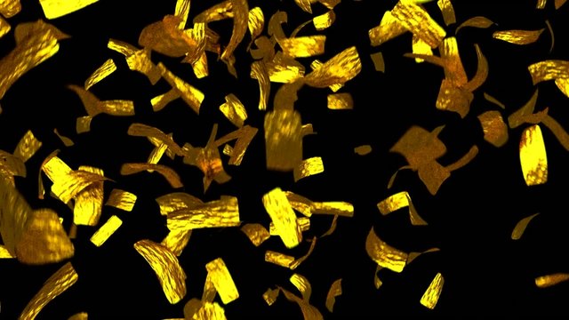 Golden tickets falling gold leaf money win tokens