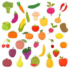 Big collection of vegetables and fruits. Healthy food