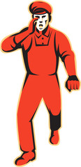 Worker Marching Shouting Retro