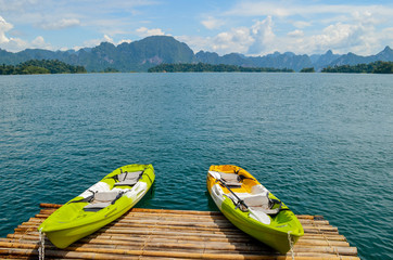 Fototapeta na wymiar Colorful Kayak on the lake.