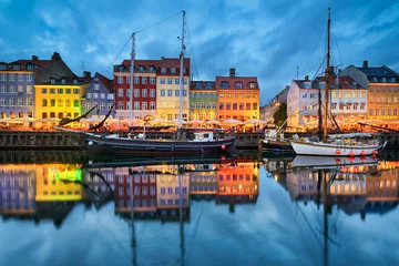 Deurstickers Nyhavn in Kopenhagen, Denemarken © Mapics