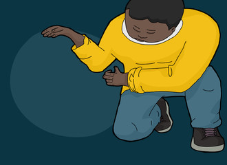 Kneeling Man Working