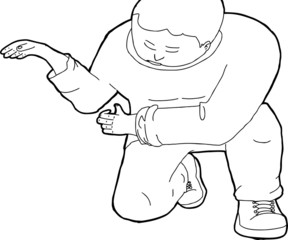 Outline of Kneeling Man