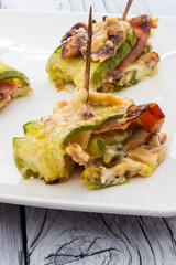 Zucchini and bacon rolls baked