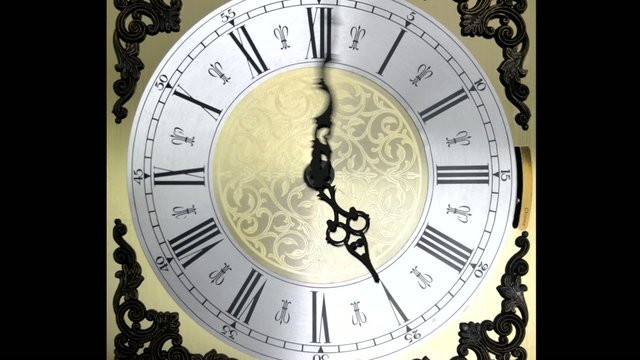 Clock face zoom running at speed ornate grandfather timelapse ti