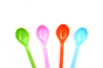 four color plastic spoon