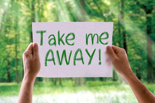 Take Me Away card with nature background