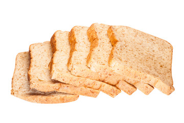sliced bread on white background