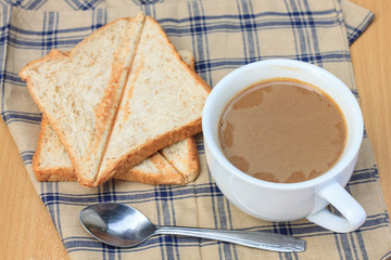 coffee with bread breakfast
