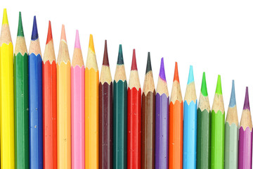 layout chart style colour pencils isolated on white background
