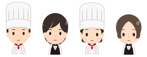 コック　ウェイトレス　無表情
