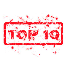 Red grunge office stamp with text top 10 isolated on white backg
