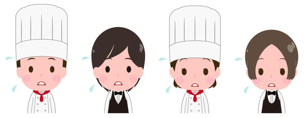 コック　ウェイトレス　照れる