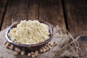 Chick Pea Flour on dark rustic background
