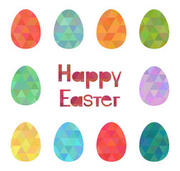 Happy Easter theme. Easter eggs with triangle pattern
