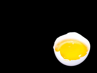 broken egg on a black background