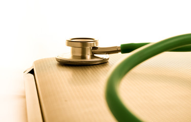 Medical stethoscope and technology concept.