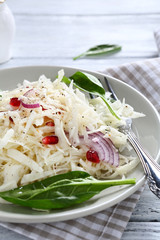Cabbage salad and onion